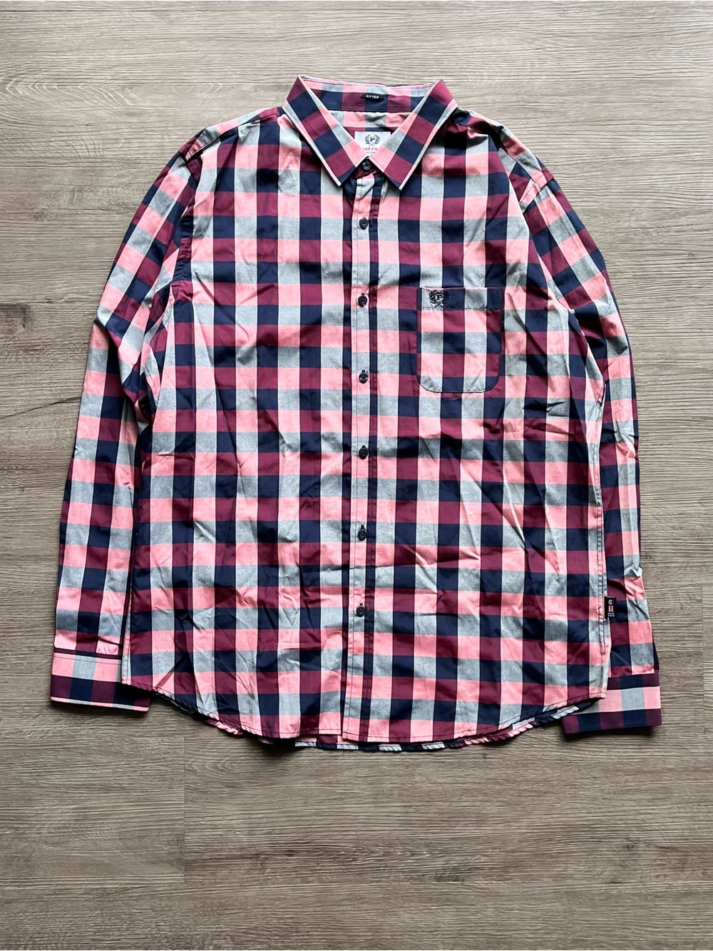Phat Farm Plaid Button Up Western Cowboy Red Long Sleeve Shirt Mens XL Cotton